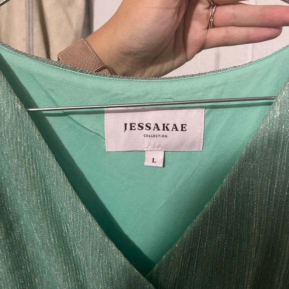 JessaKae Mint/Sage Green Sparkly Maxi Dress - Picture 2 of 6